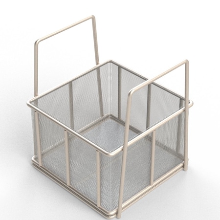Anysizebasket Rectangular Wire Mesh Basket: 6Lx6Wx4H, 304 SS, 3/16 Rod Frame, Stacking Handles, Mesh: 8 x .047 TMT-060060040-A08S